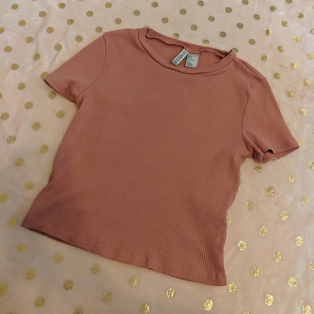 SOLD - Divided Pink Ribbed Crop Top